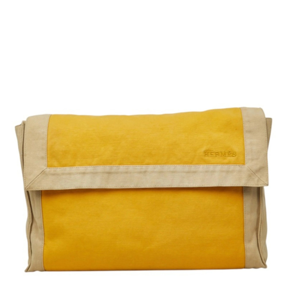 Hermes Tapidocell Second Bag Clutch Yellow Beige Canvas Women's HERMES